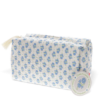 quilted wash bag - cornflower