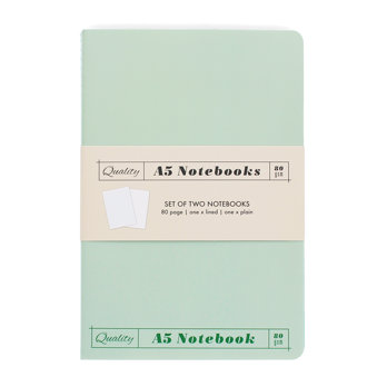 carnets a5 (lot de 2) - vert & aqua