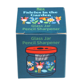 glass jar pencil sharpener - fairies in the garden