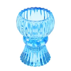 double ended glass candle holder - blue double ended glass candle holder - blue