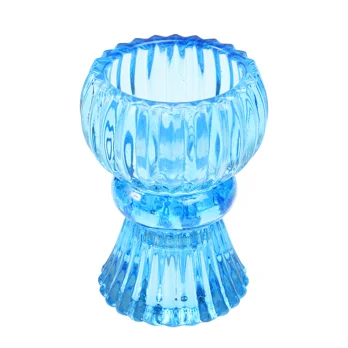 double ended glass candle holder - blue double ended glass candle holder - blue