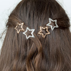 haarspangen „sterne“ (4-er set) - gold und silber mit glitter
