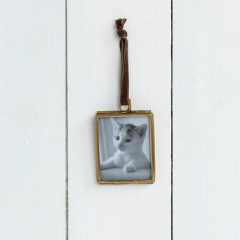 mini cadre photo a supendre laiton 5.5 x 4.5cm