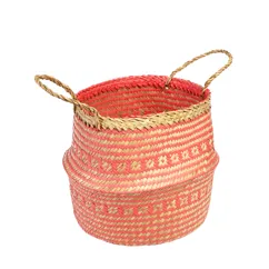 small seagrass basket - coral