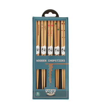 wooden chopsticks (pack of 5 pairs) - delicate patterns