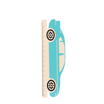 wooden ruler - blue car