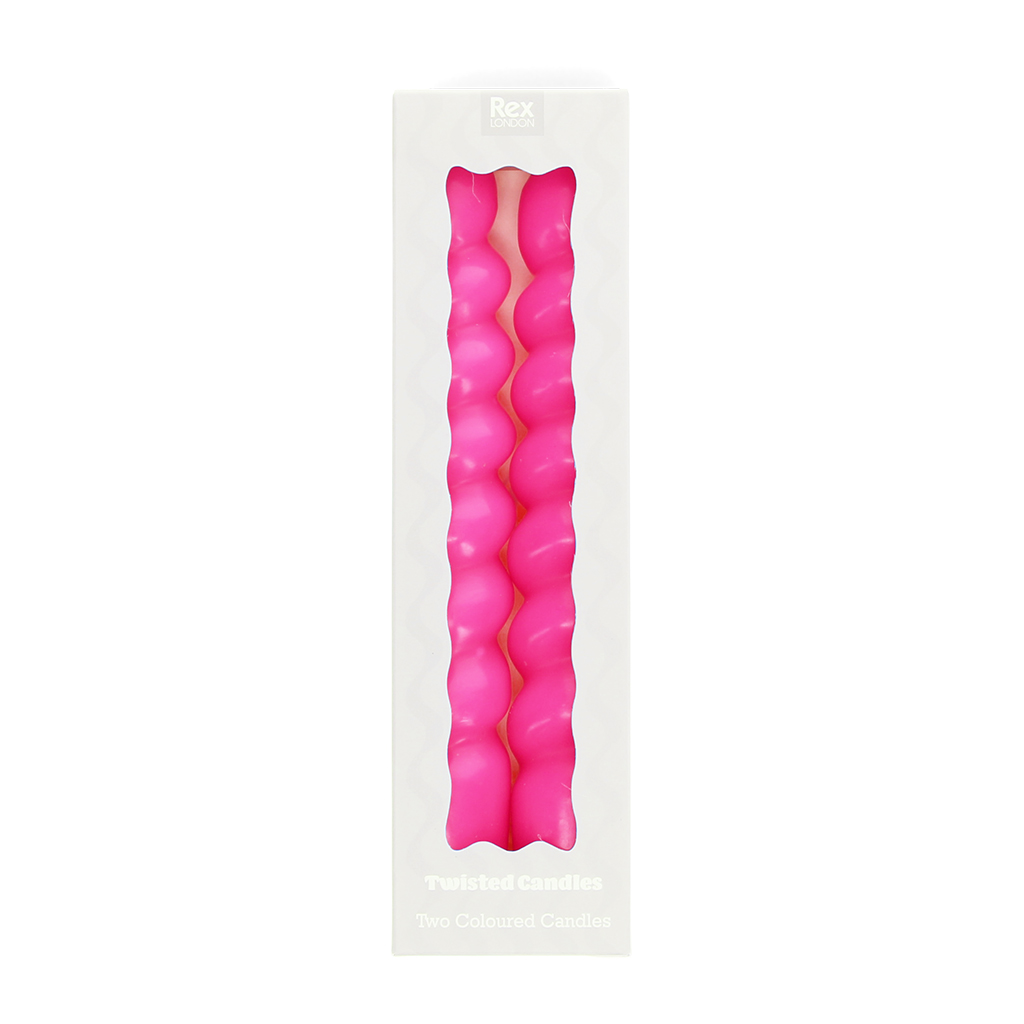 twisted candles (pack of 2) - bright pink