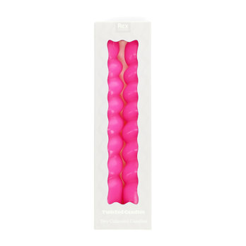 twisted candles (pack of 2) - bright pink