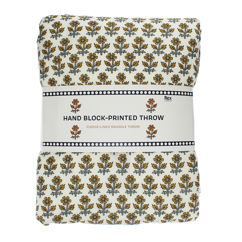 hand block-printed snuggle throw (120 x 160cm) - yellow flower