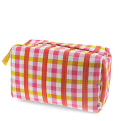 gesteppter kulturbeutel - pink gingham