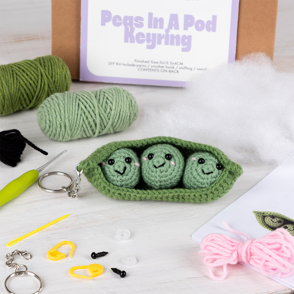 kit porte-clés crochet - petits pois en cosse