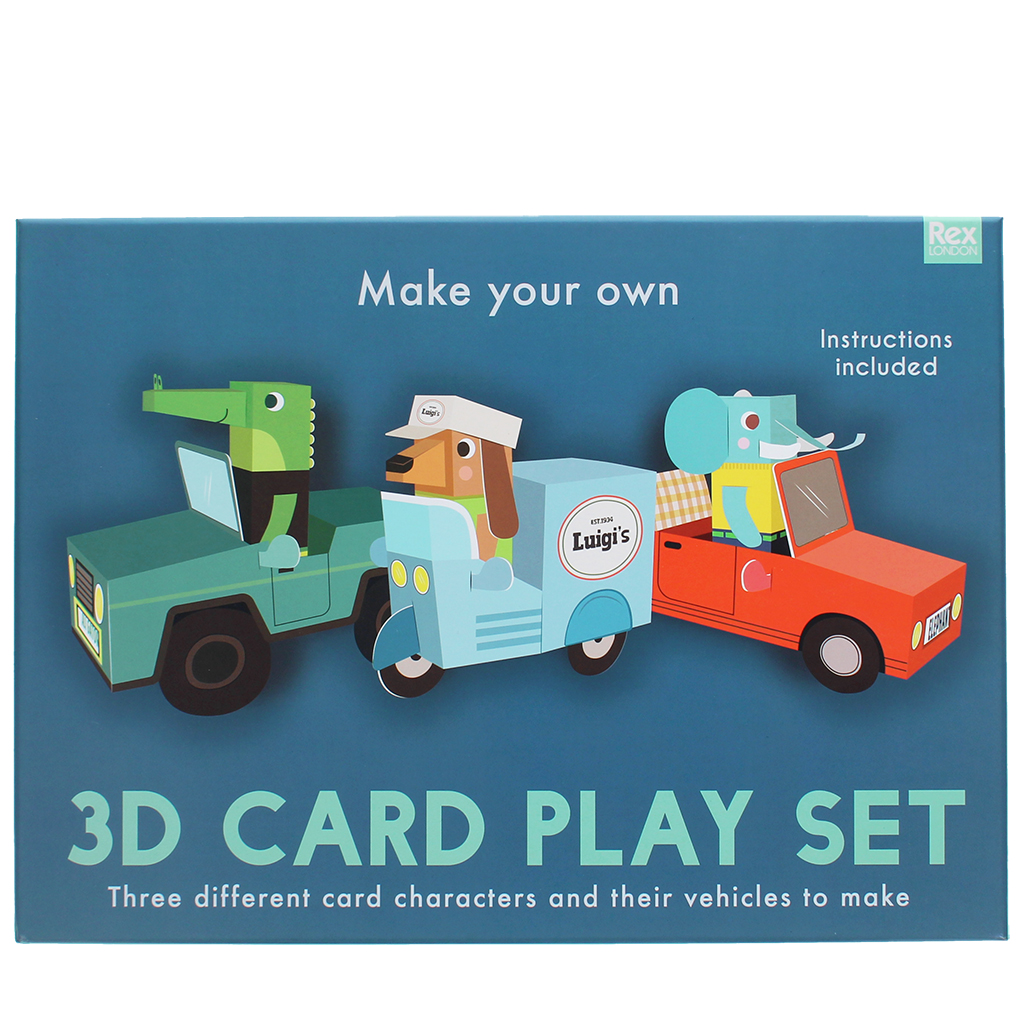 jeu de cartes 3d - animaux et voitures