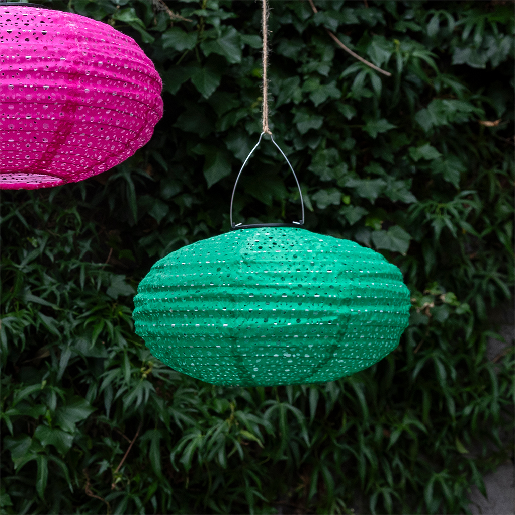 outdoor solar ufo lantern - green