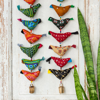 décoration suspendue 16 oiseaux en tissu