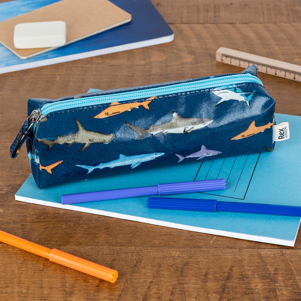 pencil case - sharks