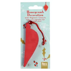 honeycomb christmas decoration - red teardrop