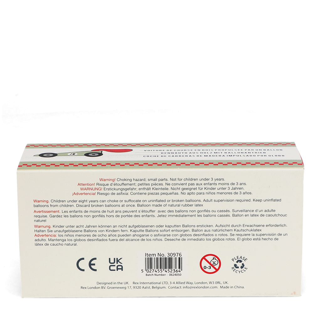 voiture de course propulsée par un ballon en bois