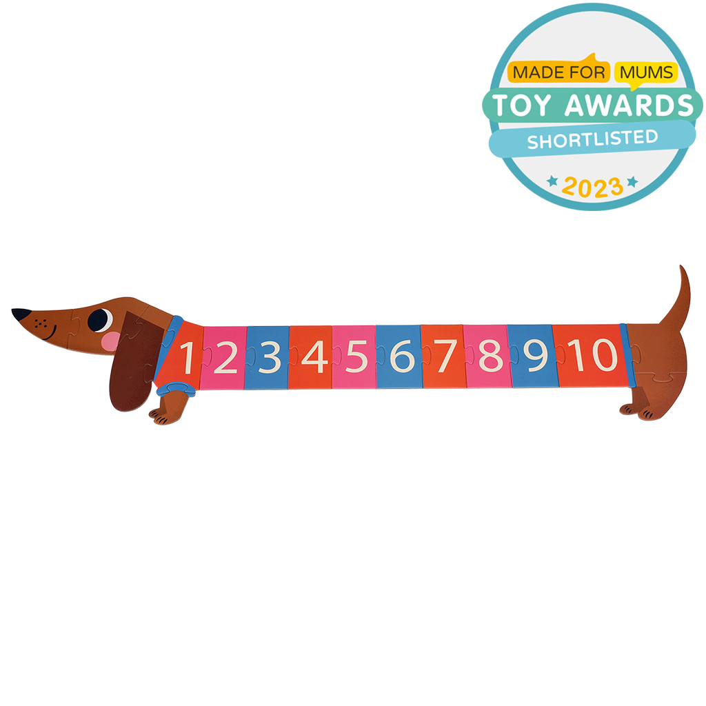 number floor puzzle (16 pieces) - sausage dog