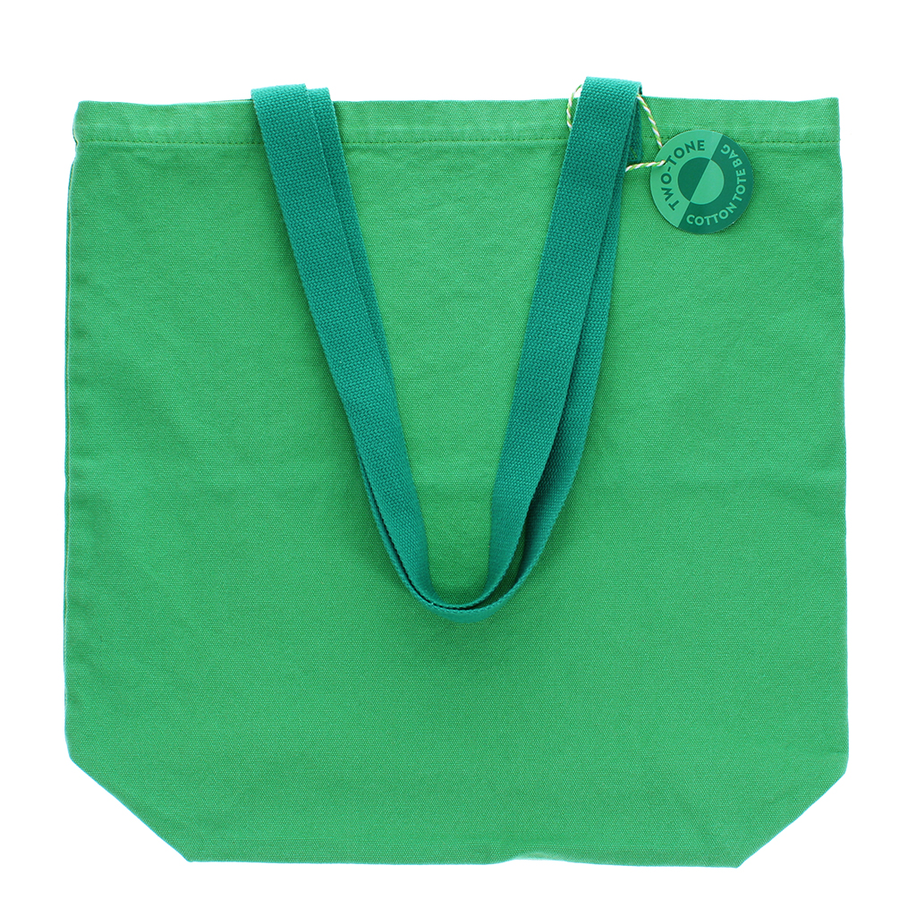 two-tone cotton tote bag - green