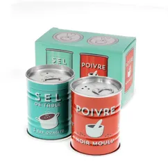 tin salt and pepper shakers - sel and poivre  tin salt and pepper shakers - sel and poivre