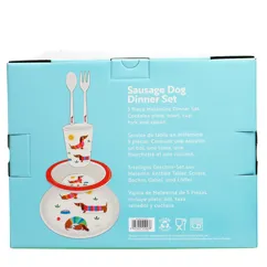 children's melamine dinner set (5 pieces) - sunny sausage dog children's melamine dinner set (5 pieces) - sunny sausage dog