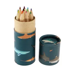 crayons de couleur requins en tube (lot de 12)
