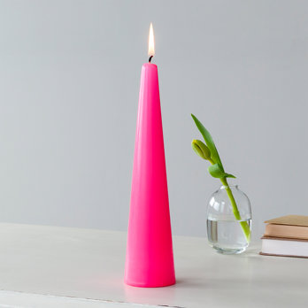 tall cone candle - bright pink