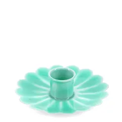 enamel flat flower candle holder - aqua enamel flat flower candle holder - aqua