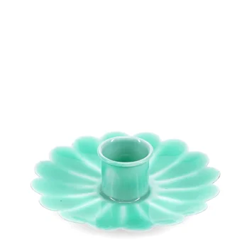 enamel flat flower candle holder - aqua enamel flat flower candle holder - aqua