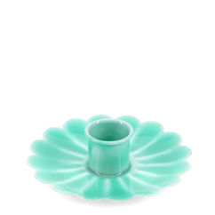 bougeoir fleur plat en émail - aqua