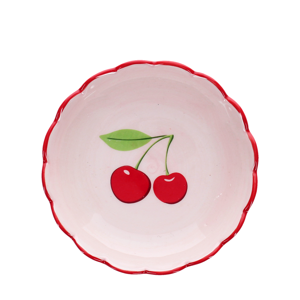 scalloped ceramic trinket dish (12cm) - cherry
