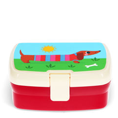 lunchbox mit fach - sunny sausage dog