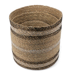 round seagrass storage baskets (set of 3) - natural