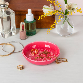 enamel trinket dish (10cm) - vibrant pink