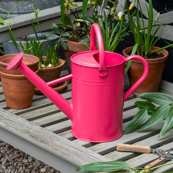galvanised steel watering can 4.5l - vibrant pink