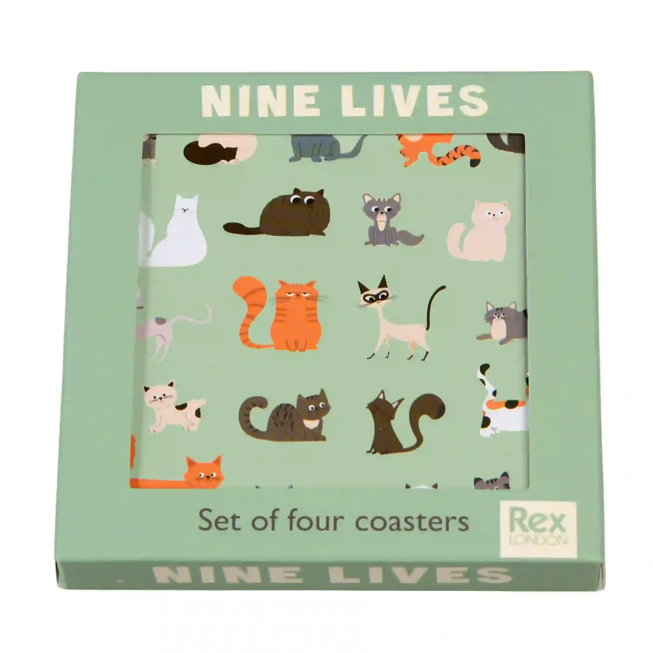 glasuntersetzer nine lives (4-er set)