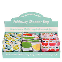 assorted foldaway recycled shopper bags - vintage ivy, love birds, vintage apple