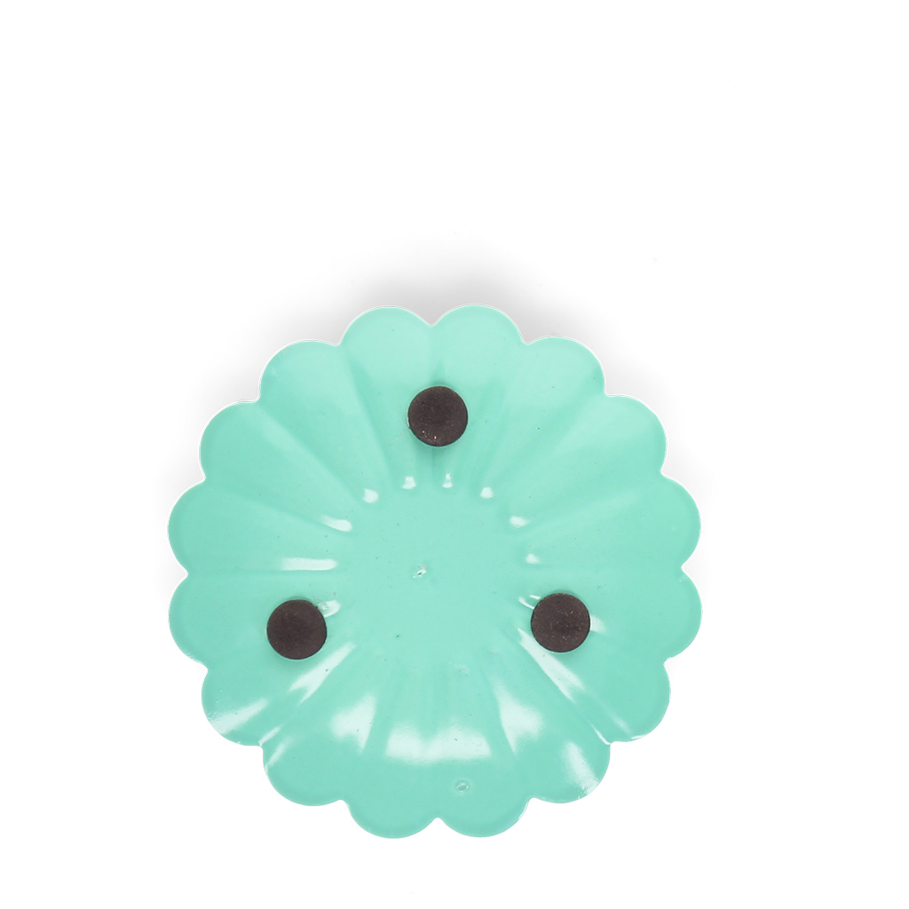 enamel flat flower candle holder - aqua