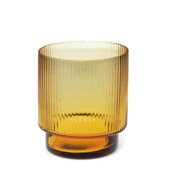 retro ribbed glass tumbler 325ml - amber