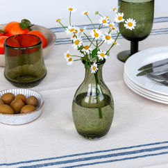 vase en verre bullé soufflé à la main (14 cm) - vert olive