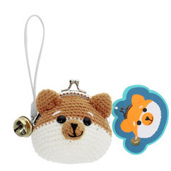 crochet coin purse with jingle bell - fox