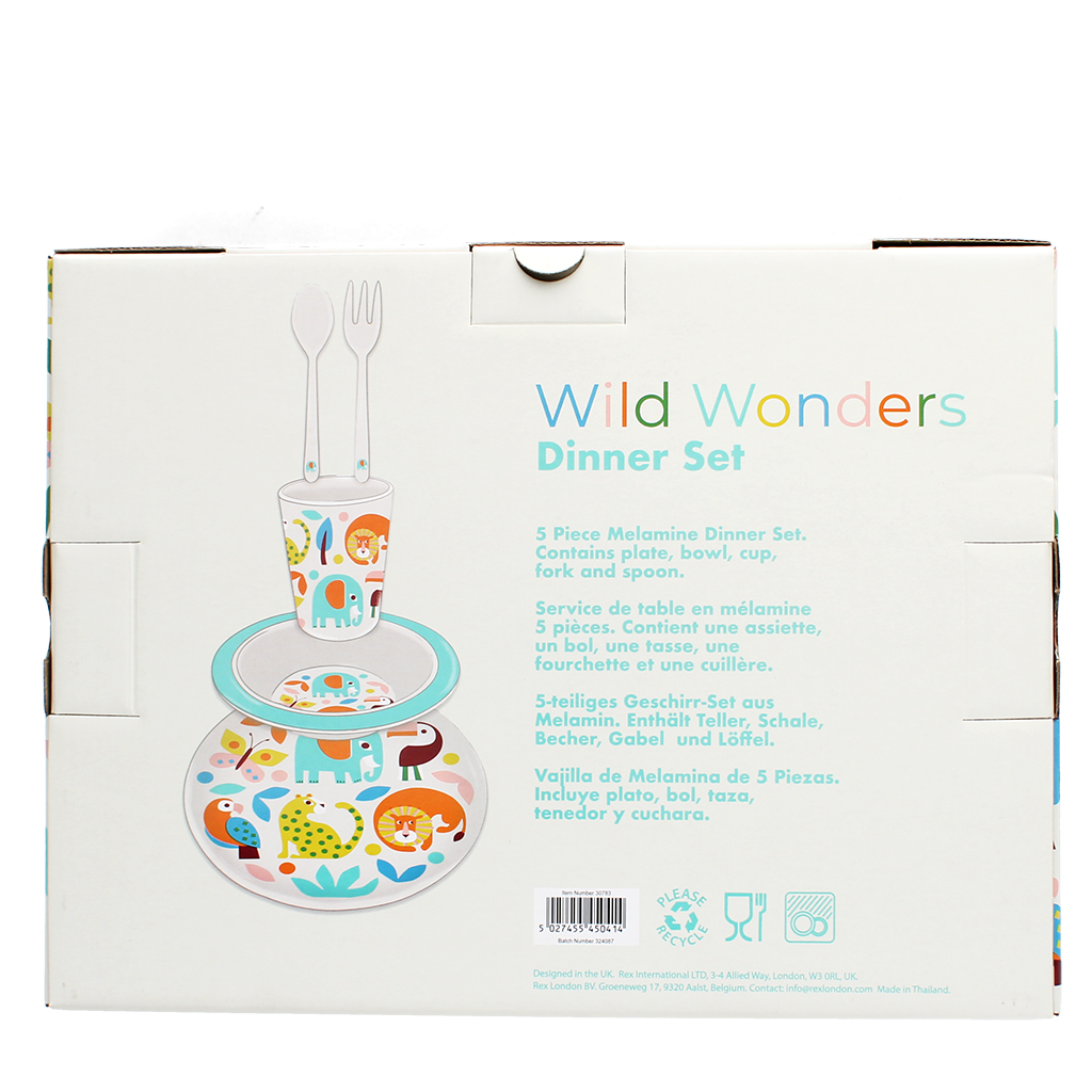 geschirr-set für kinder aus melamin (5-teilig) - wild wonders