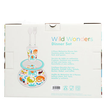children's melamine dinner set (5 pieces) - wild wonders