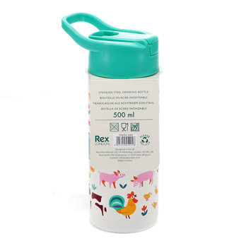 bouteille en inox avec couvercle à bouton poussoir 500ml - farmyard