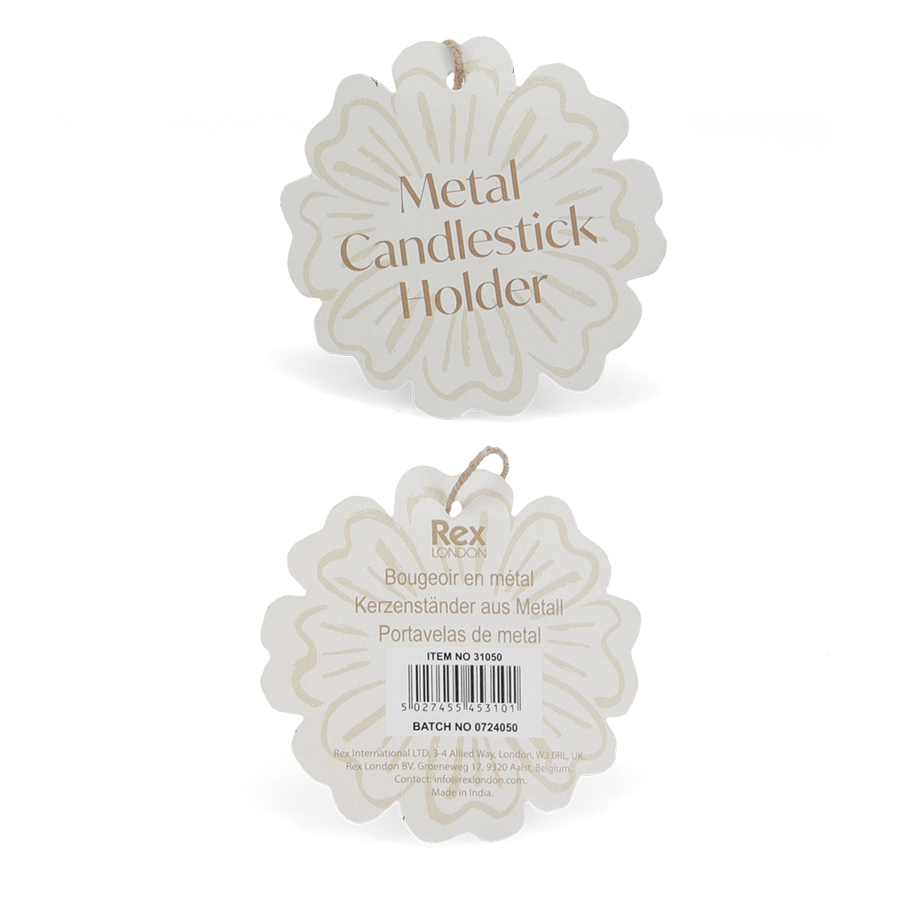 enamel cupped flower candle holder - aqua