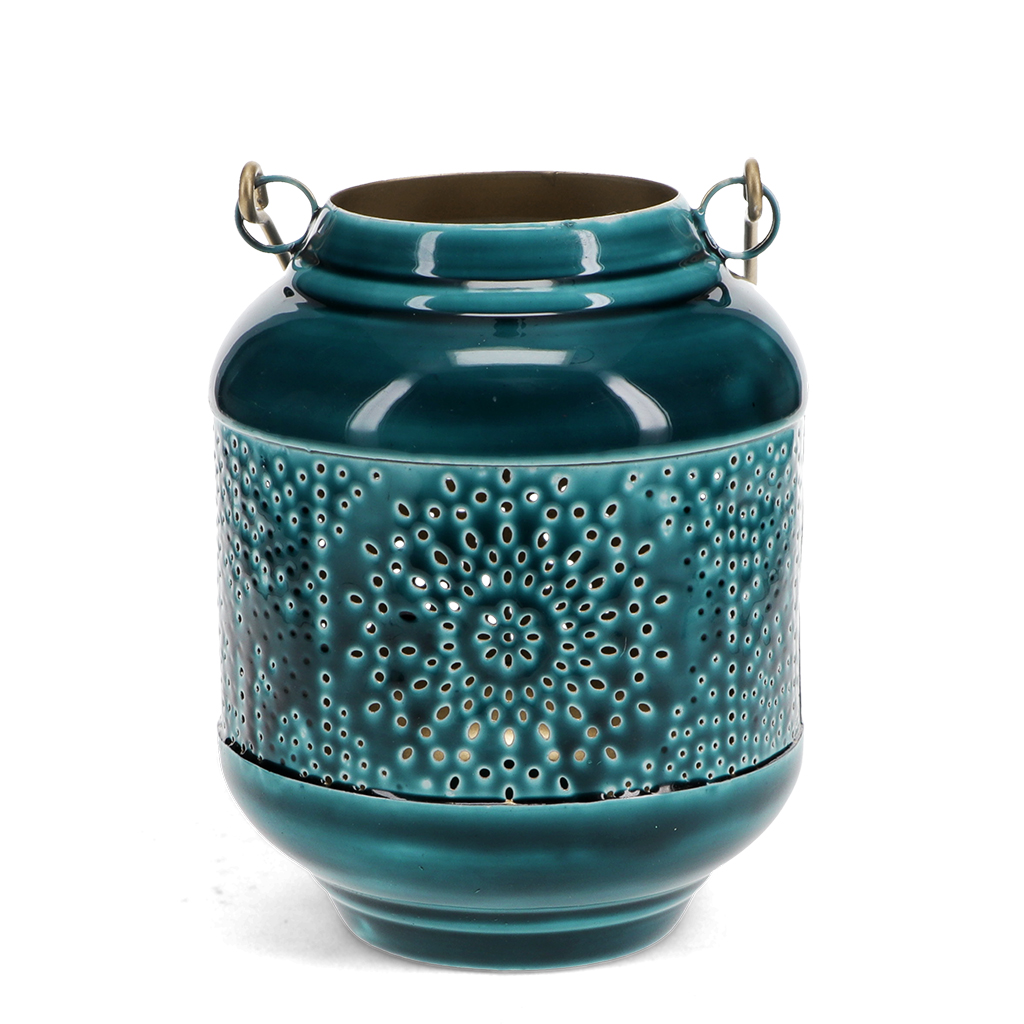 enamel tealight lantern - blue