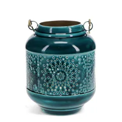 enamel tealight lantern - blue enamel tealight lantern - blue