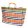 gewebte einkaufstasche mit metallgriffen – orange und blau