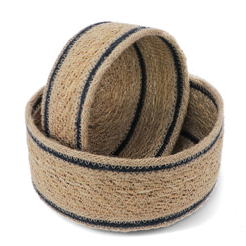 woven seagrass decorative baskets (set of 2) - natural