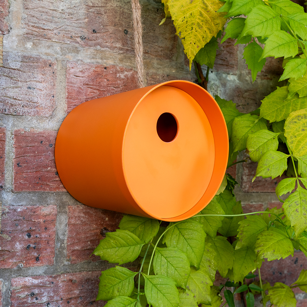 round bamboo fibre birdhouse - orange